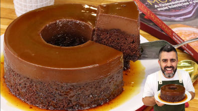 BOLO PUDIM DE CHOCOLATE - JÁ SAI RECHEADO DO FORNO - BOLO BRIGADEIRÃO - Receitas de Pai